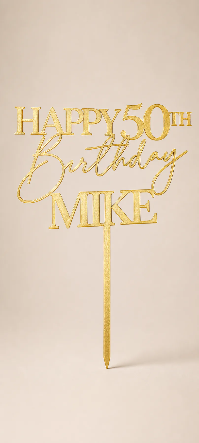 Happy 50th Birthday Mike custom cake topper